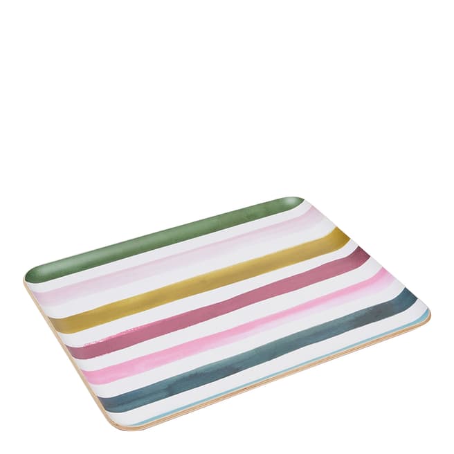 Joules Large Multi Stripe Willow Wood Tray, 36 x 28cm