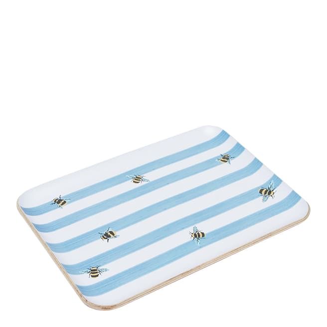 Joules Small Bee Stripe Willow Wood Tray, 27 x 20cm