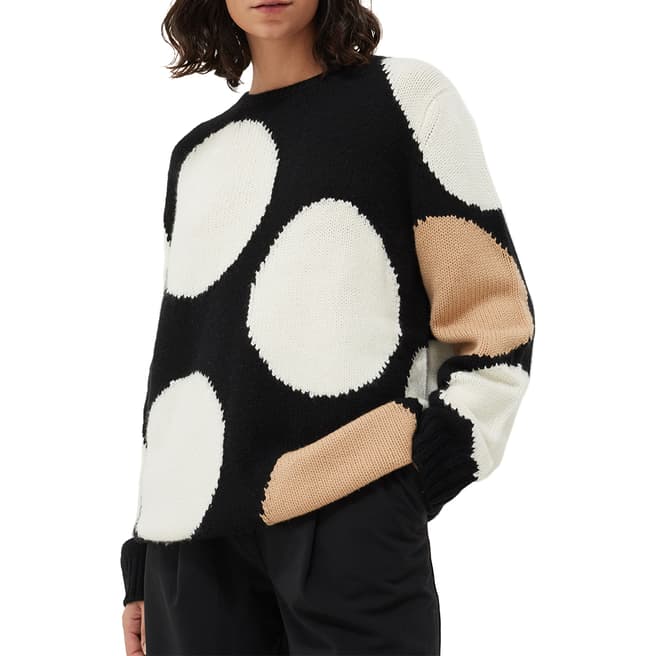 Chinti and Parker Black Multi Dot Wool Cashmere Blend Jumper