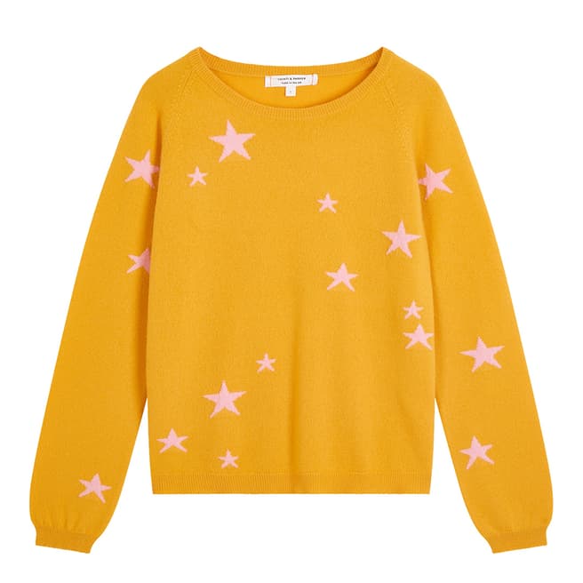 Chinti and Parker Yellow Classic Cashmere Star Jumper