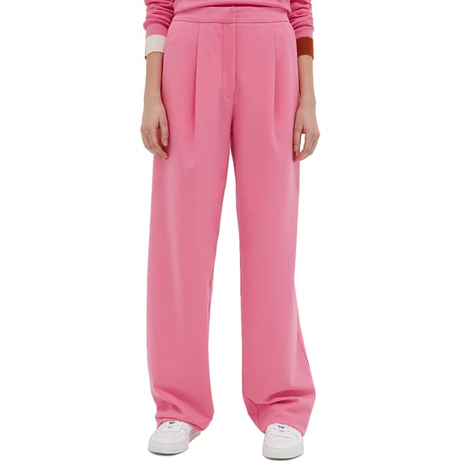Chinti and Parker Pink Wool Blend Wide Leg Trouser