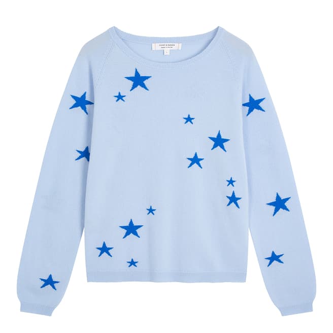 Chinti and Parker Pale Blue Classic Star Light Cashmere Jumper