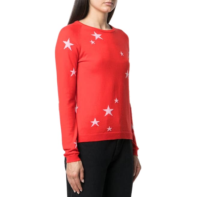 Chinti and Parker Red Classic Star Light Cashmere Jumper