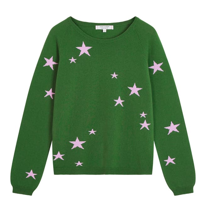 Chinti and Parker Green Classic Star Cashmere Jumper