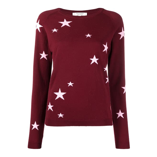 Chinti and Parker Red Classic Star Cashmere Jumper