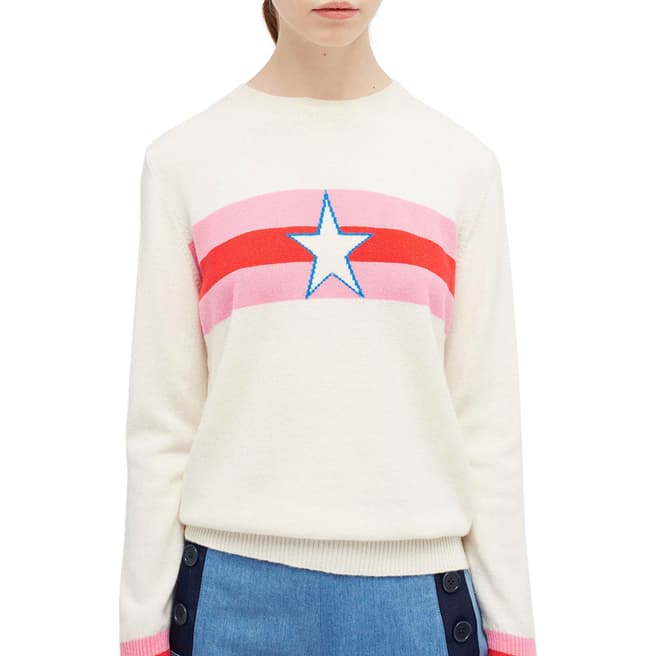 Chinti and Parker Cream Star Cashmere Jumper