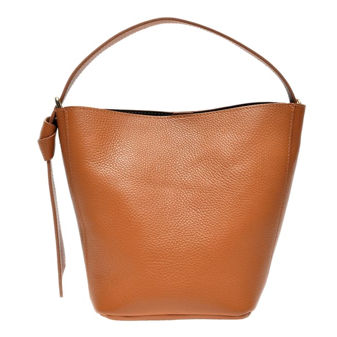 Luisa Vannini Cognac Leather Shoulder Bag