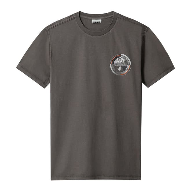 Napapijri Grey Organic Cotton Logo T-Shirt