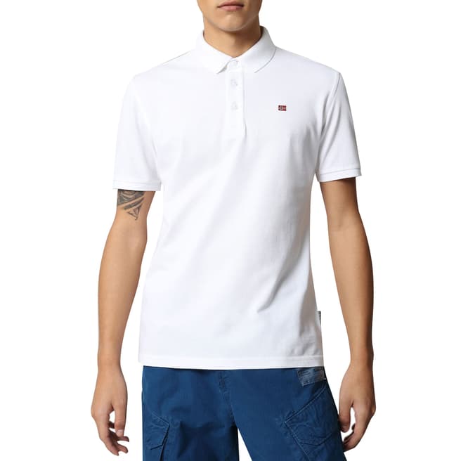 Napapijri White Cotton Logo Polo Shirt