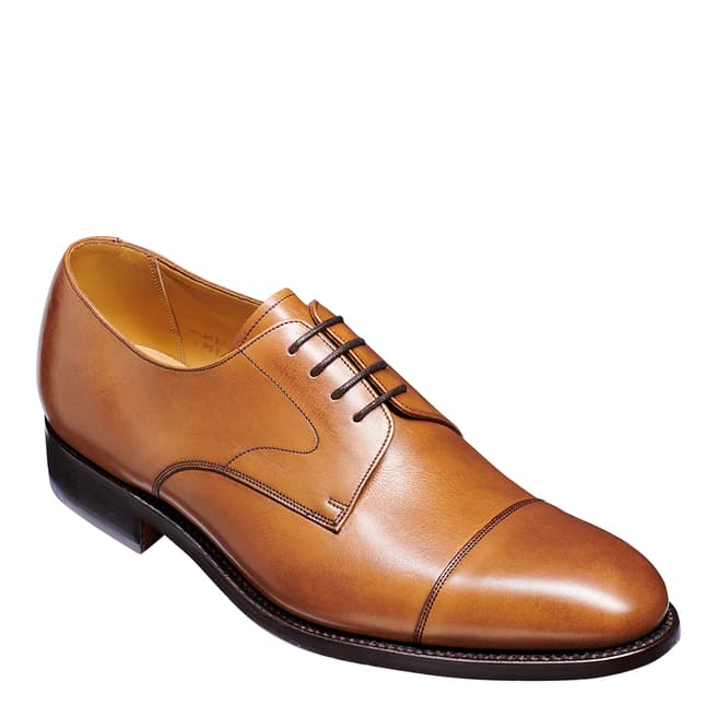 Barker Wide Fit Tan Morden Derby Shoes with Rubber Sole
