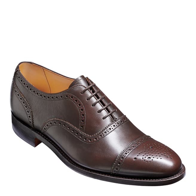 Barker Wide Fit Espresso Brown Oxford Brogue with Rubber Sole