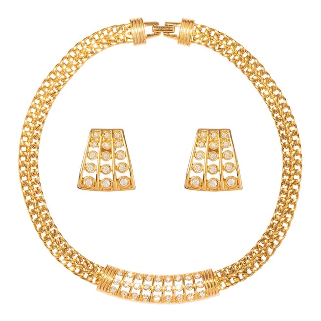 SWAROVSKI Gold 1990s Vintage Earring and Necklace Set 