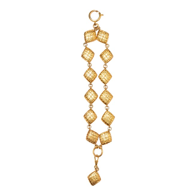 Chanel Gold 1980s Vintage Quilted Diamond Pattern Bracelet