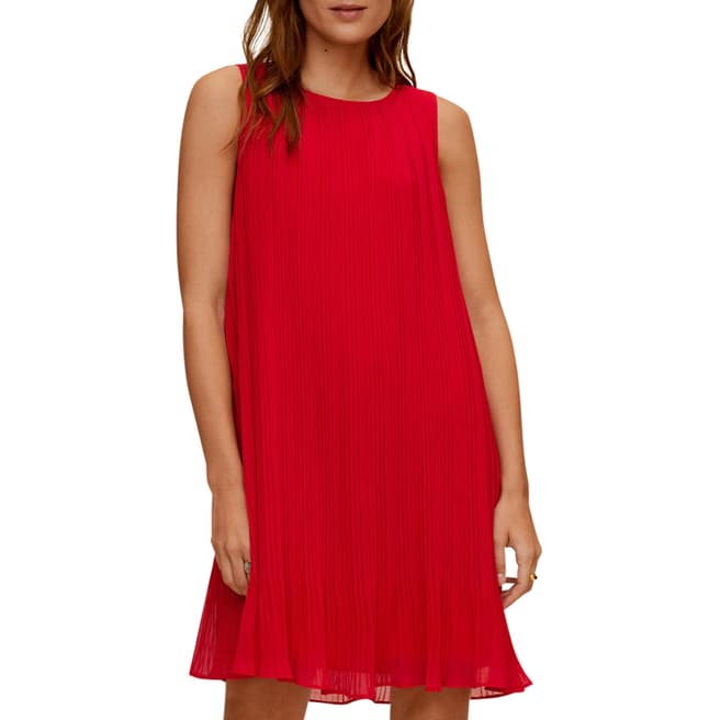 Mango Red Pleated Short Dress