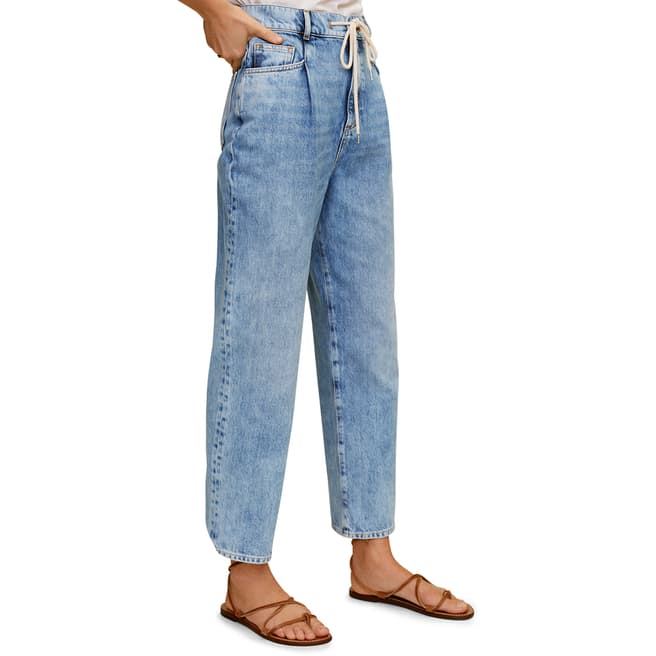 Mango Medium Blue Cotton Straight-Fit Jeans