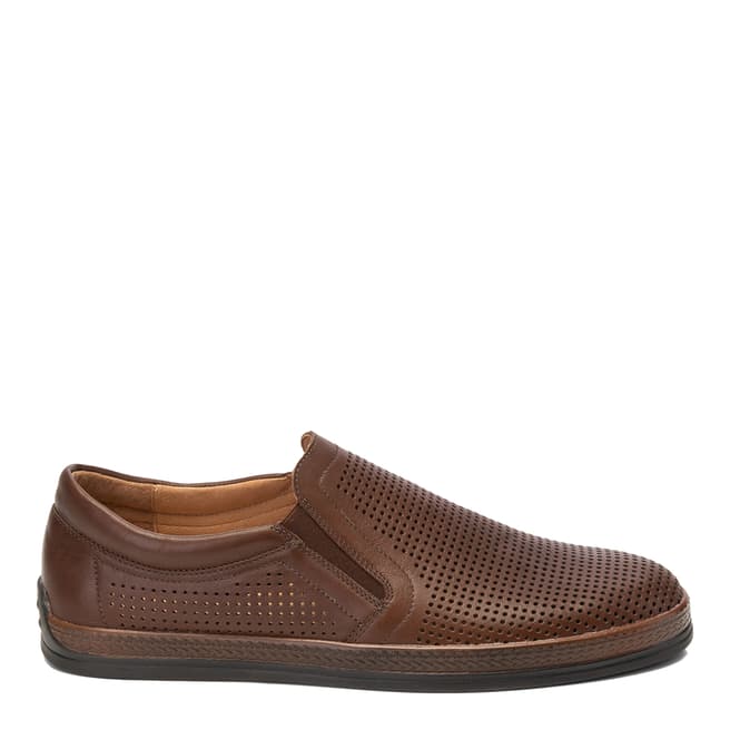 Belwest Brown Leather Slip On Casual Shoes