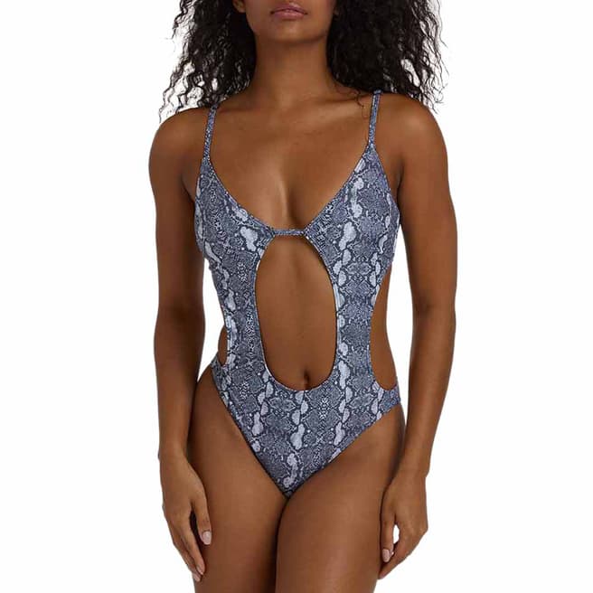 Luxe Palm Grey Snake Print Swimsuit