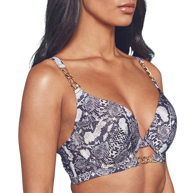 Wolf & Whistle Grey Eco Snakeskin Chain Push Up Top
