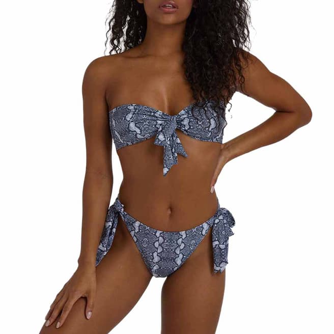 Luxe Palm Grey Snake Bow Tie High Leg Brief