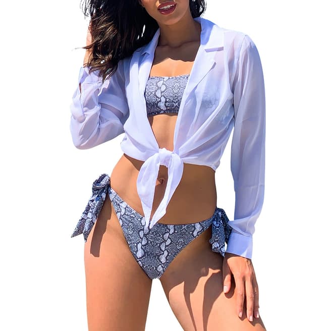 Luxe Palm White Tie Front Beach Shirt