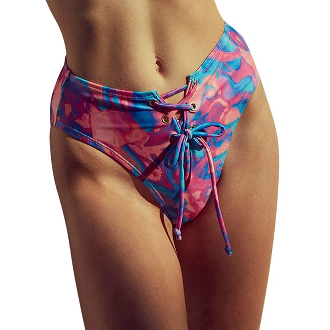 Wolf & Whistle Pink/Blue Abstract Marble Eco Tie Front Brief