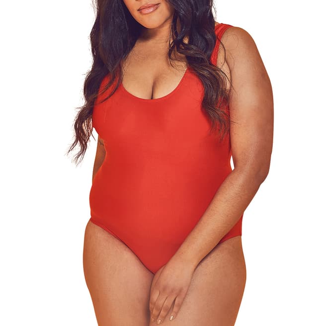 Wolf & Whistle Halley Red Scoop Curve Swimsuit