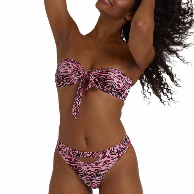 Luxe Palm Pink Tiger Print High Leg Bikini Bottom