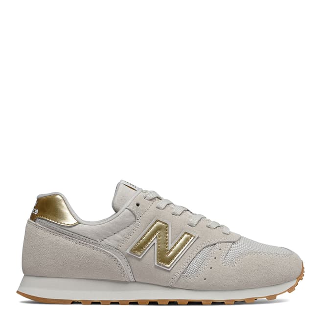 New Balance Beige and Gold 574 Trainers