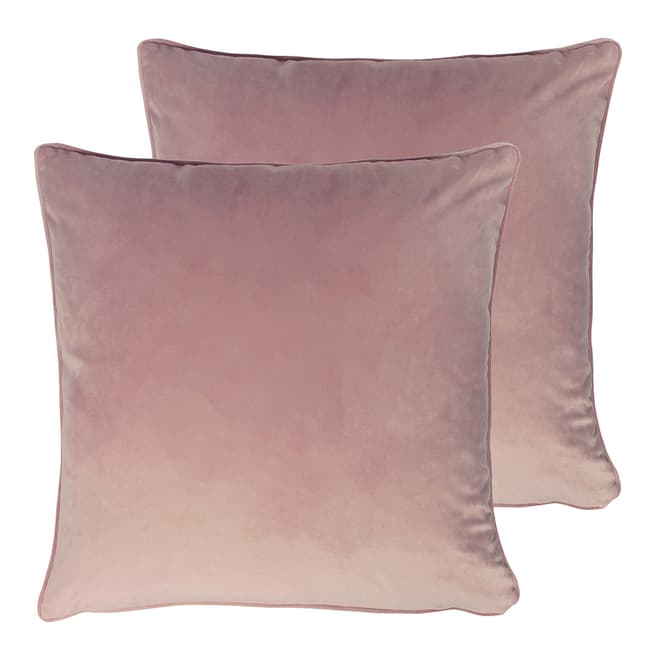 N°· Eleven Set of 2 Piped Edge Powder Velvet Cushions, 50x50cm