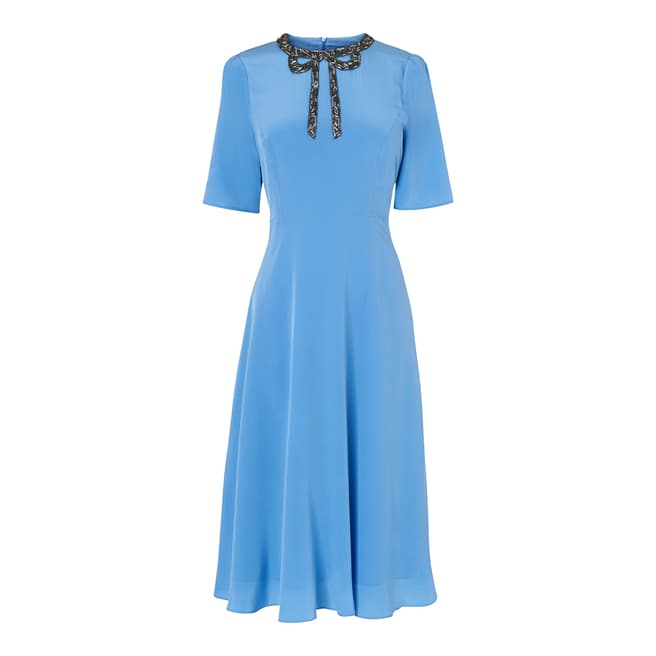 L K Bennett Blue Carey Silk Blend Dress