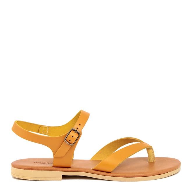 Alice Carlotti Yellow Leather Flip Flop Flat Sandal