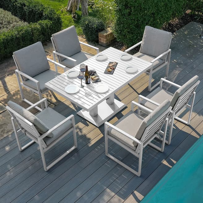 Maze White Amalfi 6 Seat Rectangular Dining Set with Rising Table
