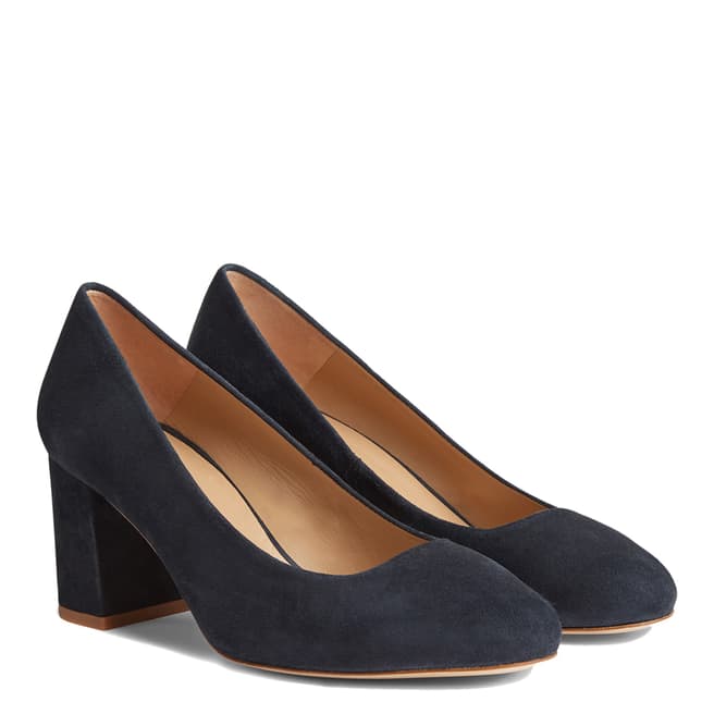 Hobbs London Navy Lucy Suede Court Shoes