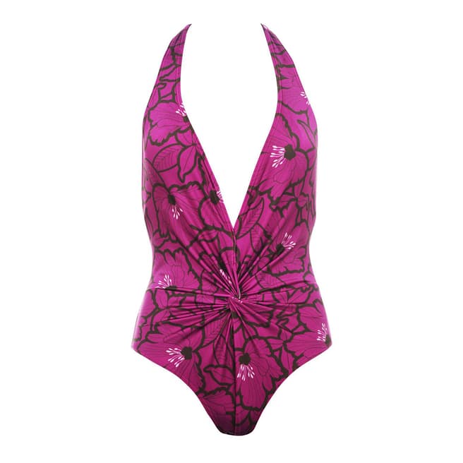 Ted Baker Bright Pink Oliviah Amber Deep V Twist Swimsuit