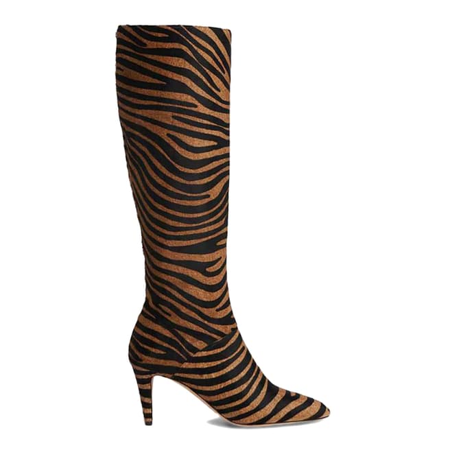 L K Bennett Natural Zebra Gini Knee Boots