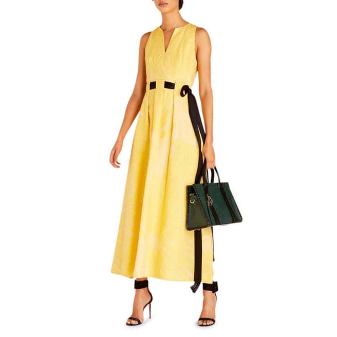 Amanda Wakeley Bright Yellow Sleeveless Silk/Cotton Midi Dress