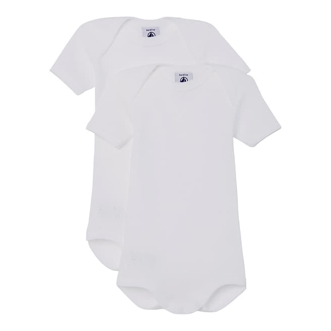 Petit Bateau Unisex White Short-Sleeved Bodysuit Pack
