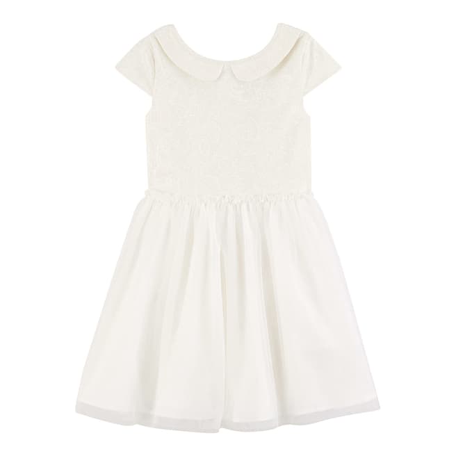 Petit Bateau Kid's Girl's White Tulle And Jacquard Formal Dress