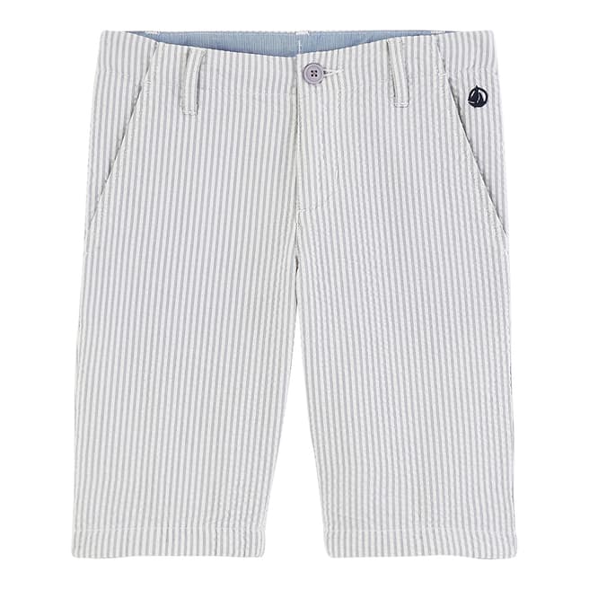 Petit Bateau Kid's Boy's Grey/White Seersucker Bermuda Shorts