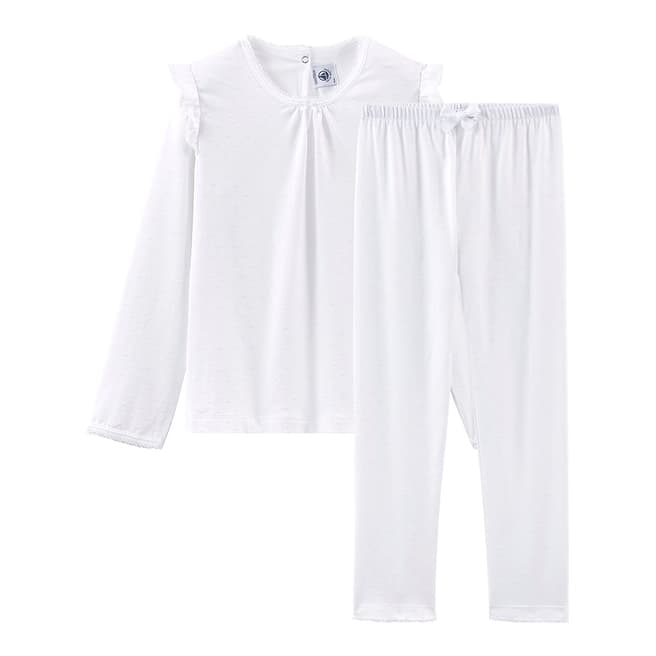 Petit Bateau Kid's Girl's White Fine Cotton Pyjamas