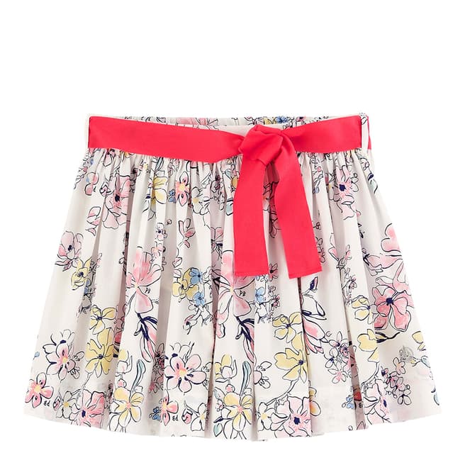 Petit Bateau Kid's Girl's Pink Floral Print Poplin Skirt