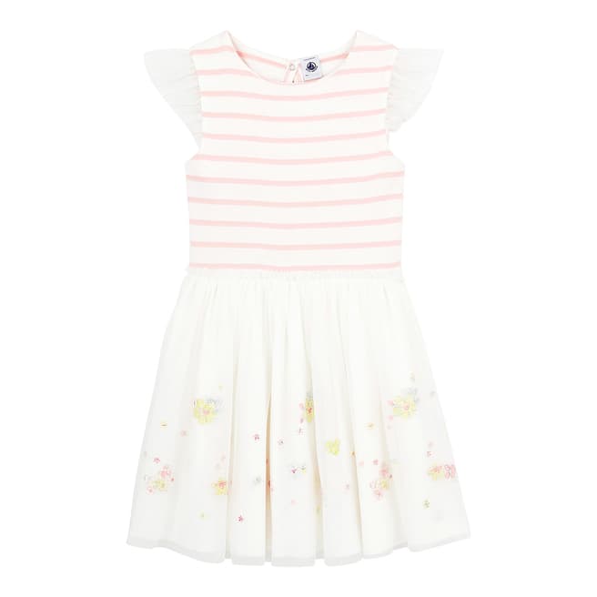 Petit Bateau Kid's Girl's White Tulle And Cotton Formal Dress