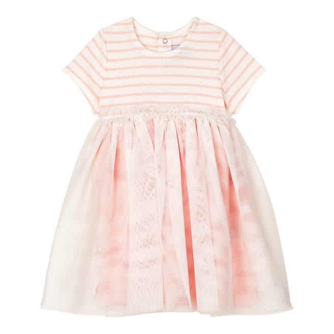 Petit Bateau Baby Girl's Pink Short-Sleeved Dual-Tone Dress