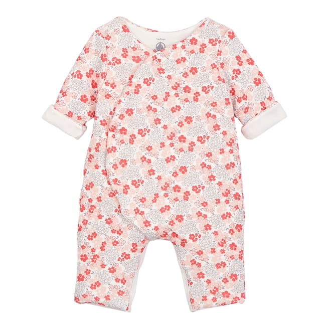 Petit Bateau Baby Girl's Pink Long Quilted Organic Cotton Jumpsuit