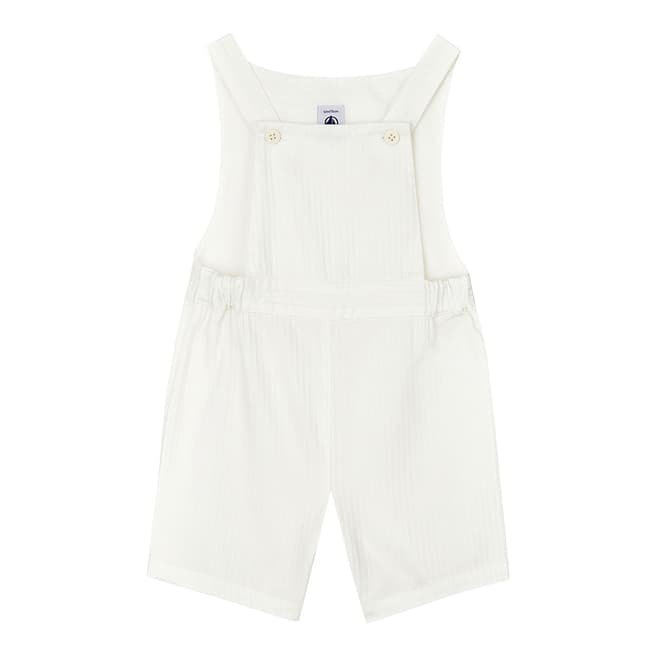 Petit Bateau Baby Boy's White Striped Poplin Dungaree Shorts