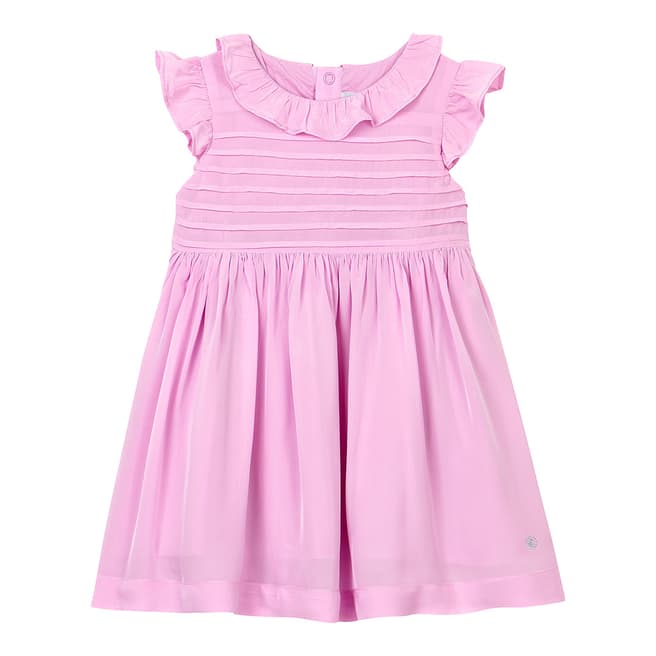 Petit Bateau Baby Girl's Pink Short-Sleeved Crepe Dress