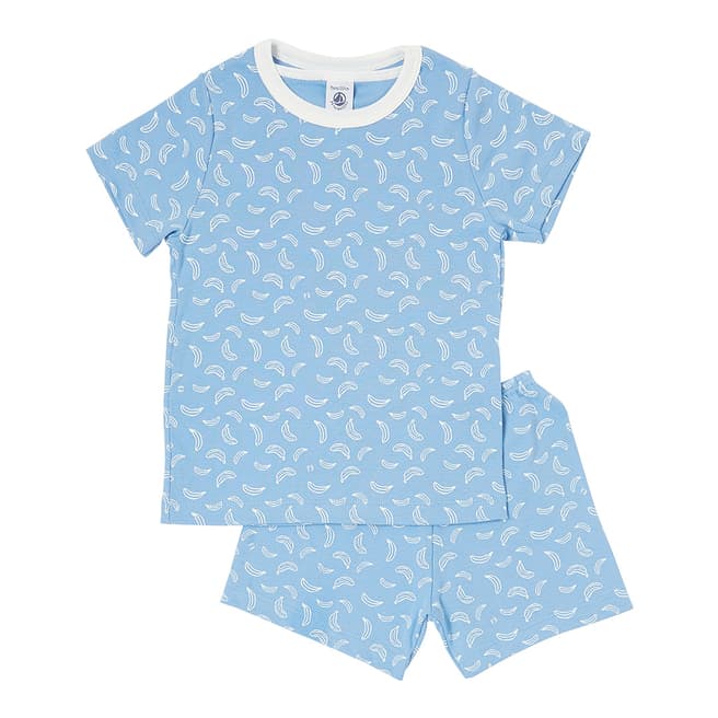 Petit Bateau Unisex Blue Banana Print Cotton Short Pyjamas