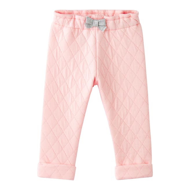 Petit Bateau Baby Girl's Pink Quilted Tube-Knit Trousers