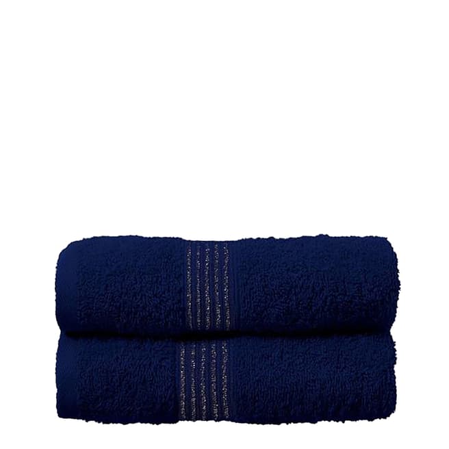 Silentnight Lurex Pair of Bath Towels, Navy