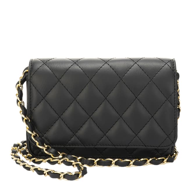 Massimo Castelli Black Leather Quilted Crossbody Bag